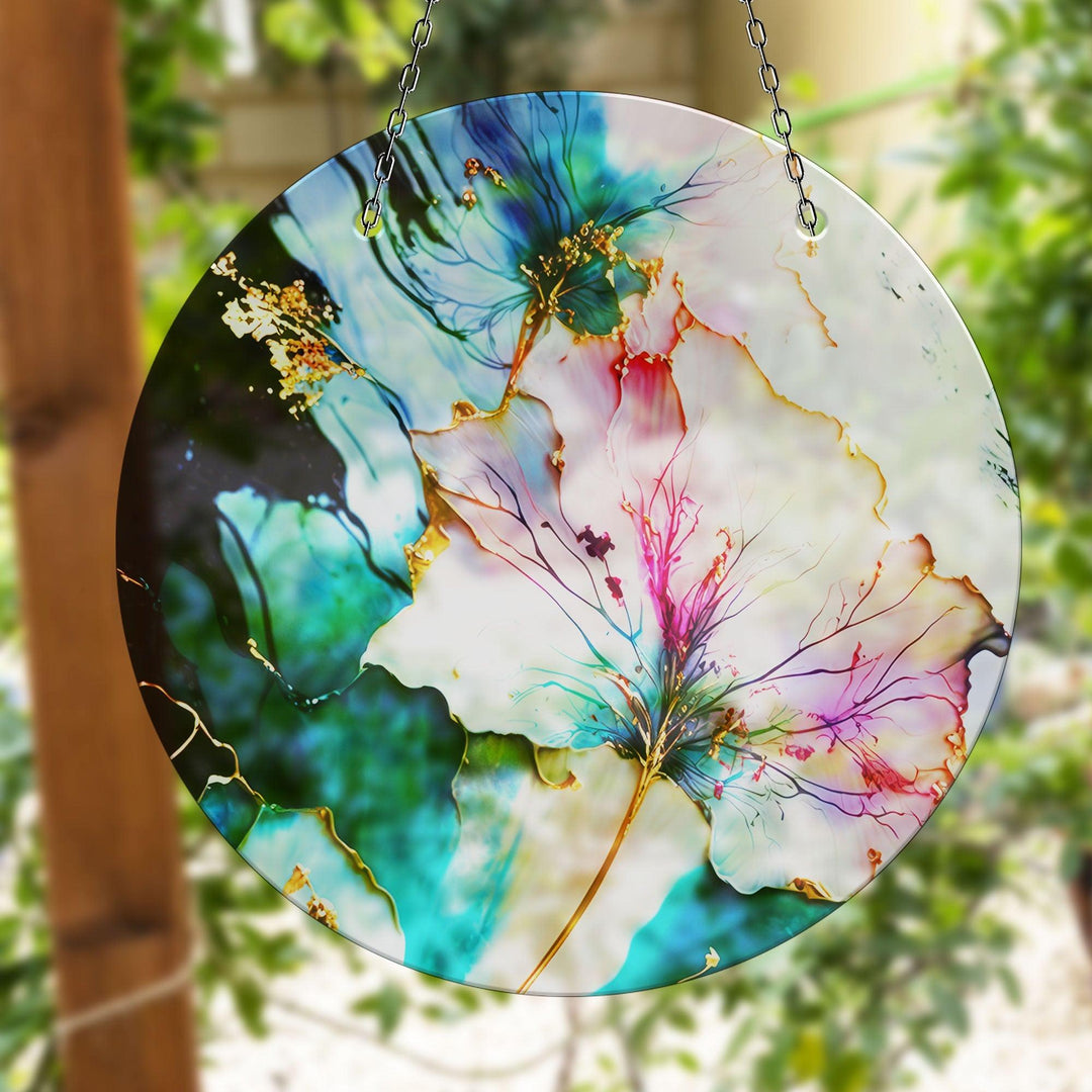 Marble Flower Suncatcher Durable Tempered Glass | Myphotostation
