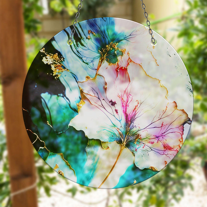 Marble Flower Suncatcher Durable Tempered Glass | Myphotostation
