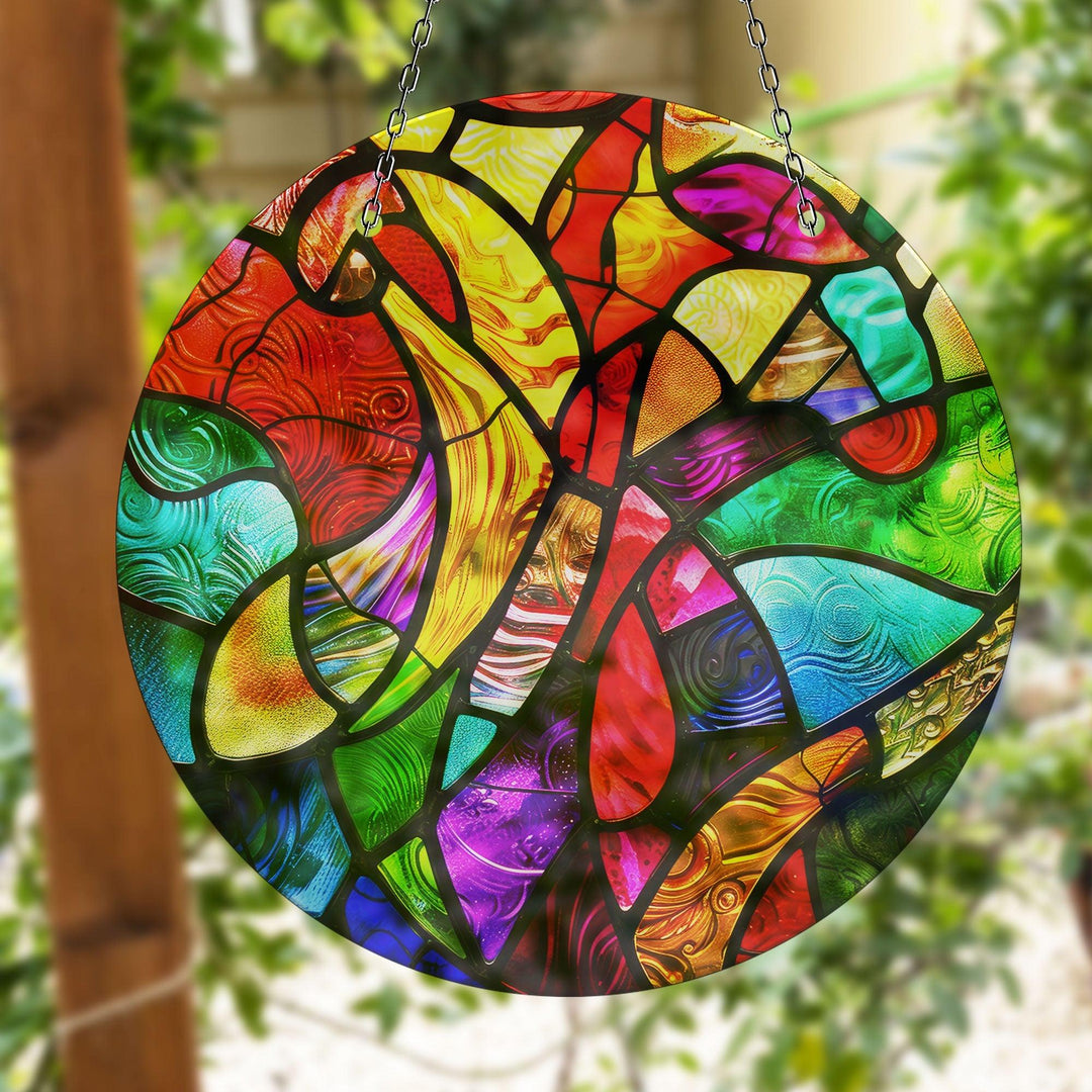 Yellow and Red Stained Suncatcher Unique Stained Glass Suncatchers | Myphotostation
