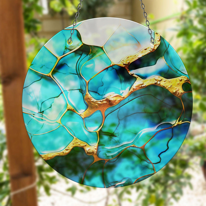 Blue Abstract Marble Suncatcher Decor Moon Suncatchers | Myphotostation
