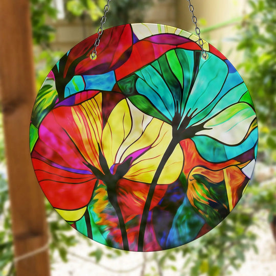 Red Turquoise Suncatcher Vibrant Stained Glass Suncatchers for Windows | Myphotostation

