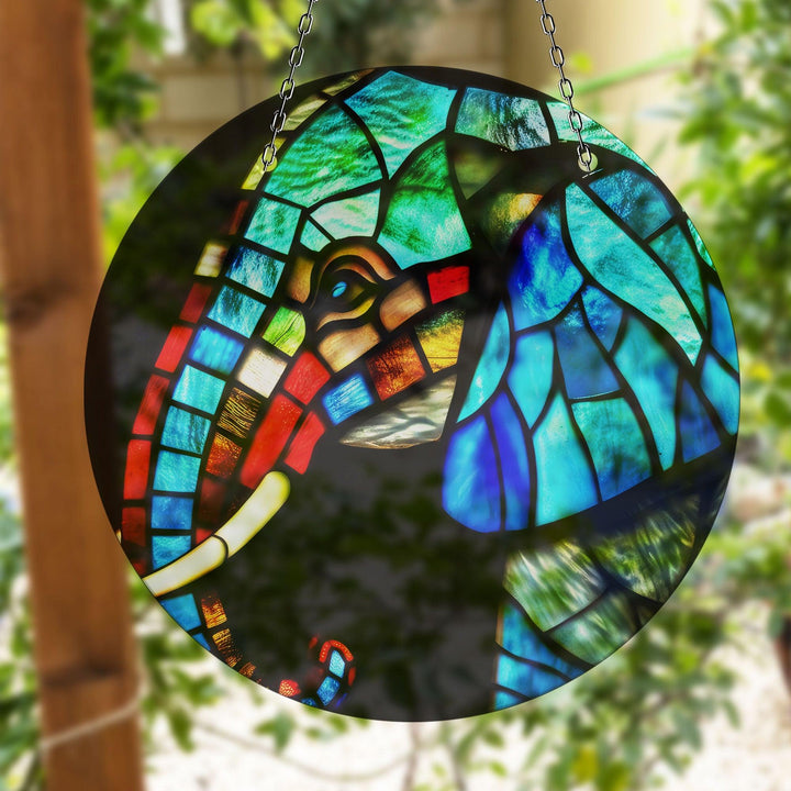 Mosaic Elephant Suncatcher Unique Stained Glass Suncatchers | Myphotostation
