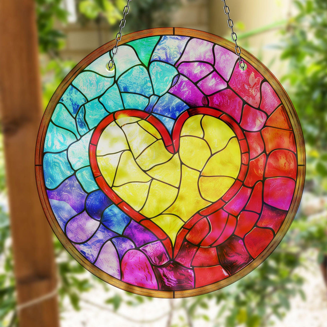 Colorful Heart Stained  Suncatcher Colorful Sun | Myphotostation 

