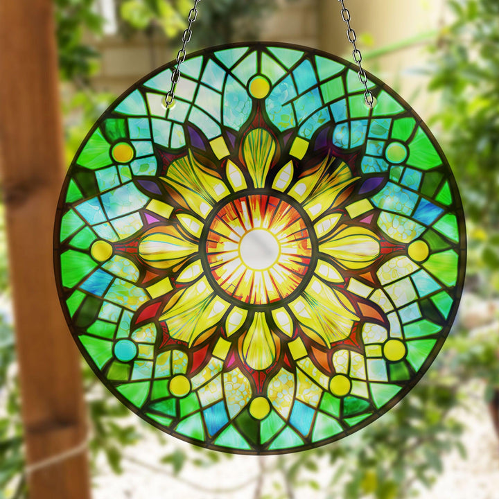 Colorful Stained Circle Suncatcher Vibrant Stained Glass Suncatchers for Windows | Myphotostation

