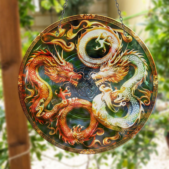 Korean Dragons Suncatcher Decor Durable Tempered Glass | Myphotostation
