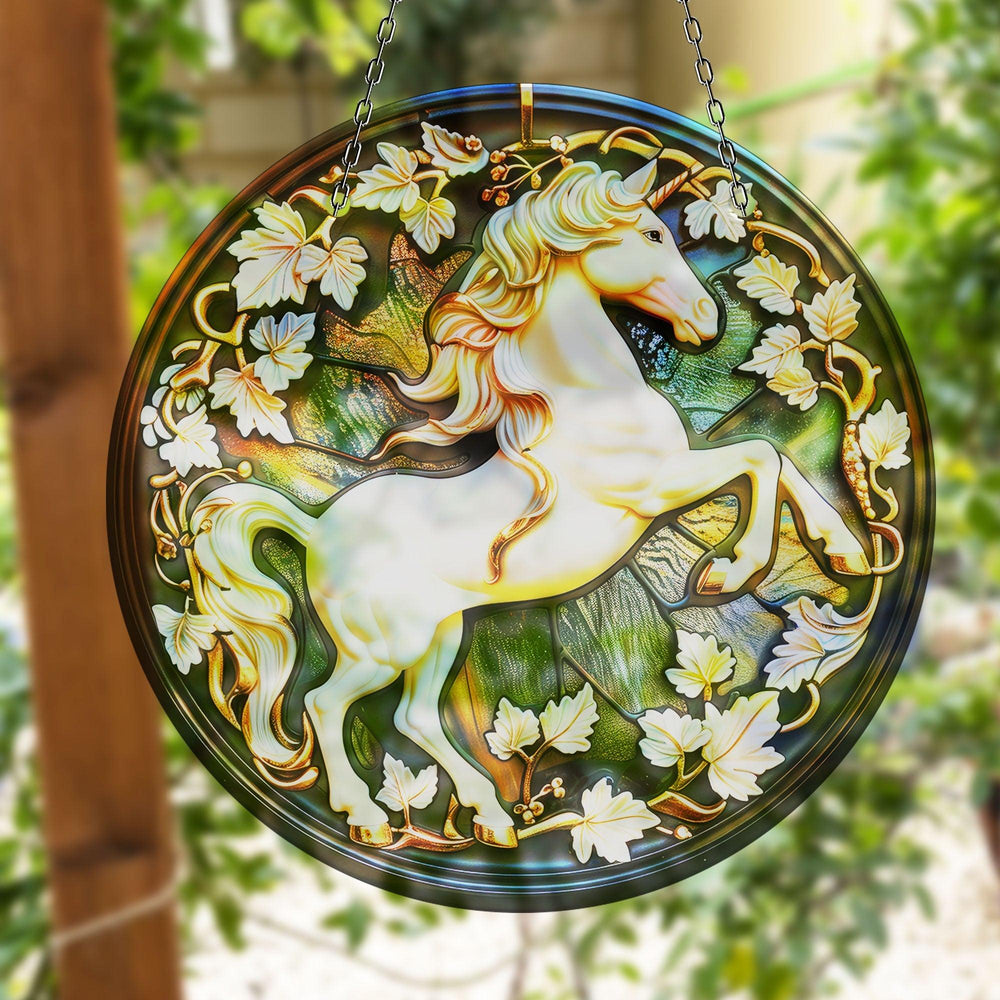 White Horse Stained Suncatcher Moon Suncatchers | Myphotostation
