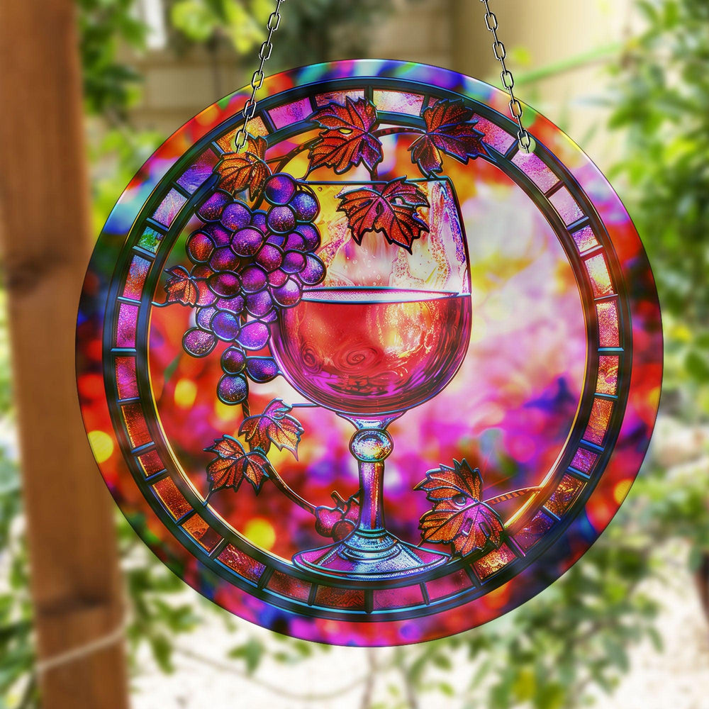 Wıne Suncatcher Decor Glass Suncatchers | Myphotostation
