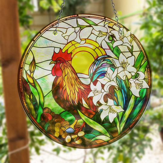Colorful Rooster Stained  Suncatcher Beautiful Home Decor | Myphotostation
