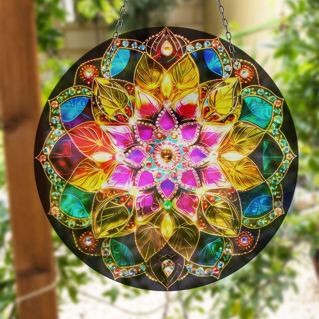 Mandala Pattern Stained Suncatcher Decor  Brighten Windows | Myphotostation
