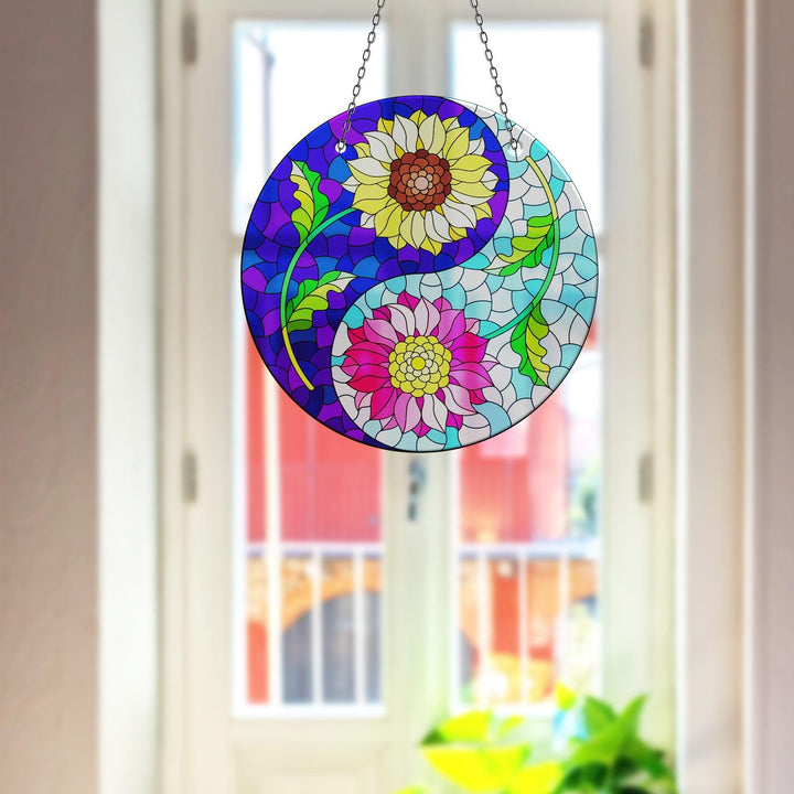 Stained Flower Yin-Yang Suncatcher Beautiful Home Decor | Myphotostation
