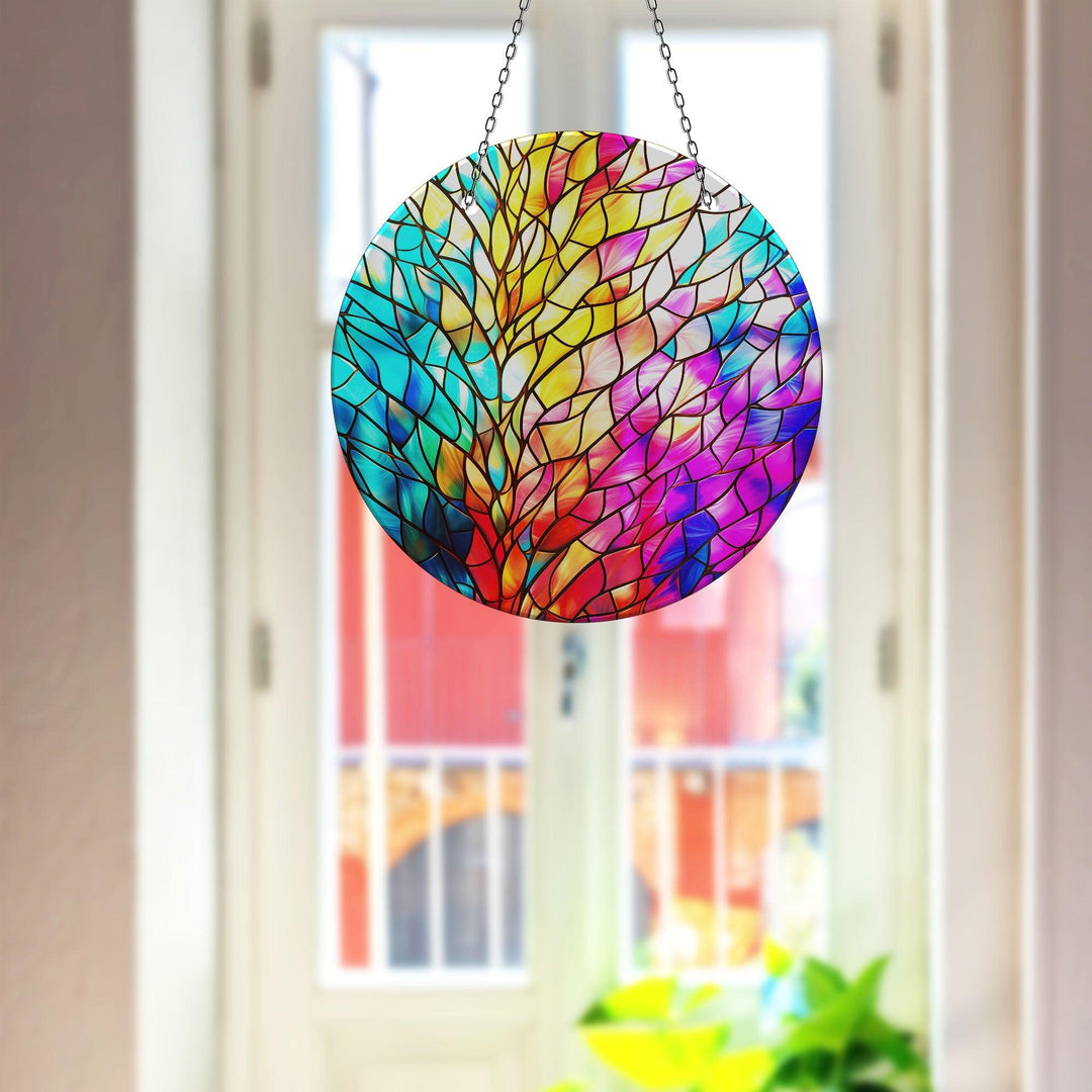 Yellow & Blue and Pink Suncatcher Tempered Glass | Myphotostation
