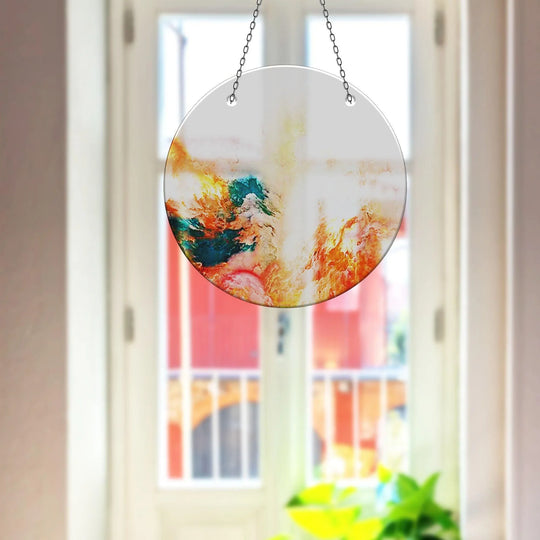Colorful Alcohol Ink Art Suncatcher Durable Tempered Glass | Myphotostation
