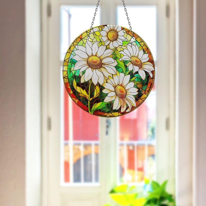 White Daisy Suncatcher Decor Transform Windows with Suncatchers | Myphotostation
