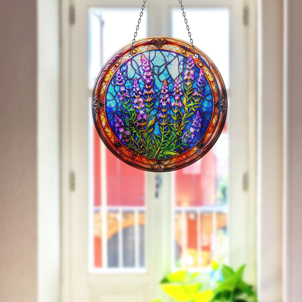 Lavender Feild Art  Stained  Suncatcher Transform Windows with Suncatchers | Myphotostation
