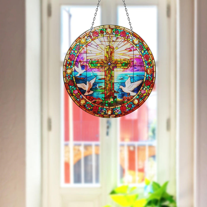 Peace Sign Jesus Suncatcher Stained Glass Suncatchers | Myphotostation
