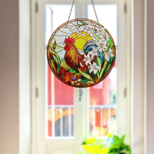 Colorful Rooster Stained  Suncatcher Glass Suncatchers | Myphotostation
