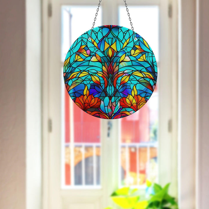 Green Flower Suncatcher Durable Tempered Glass | Myphotostation
