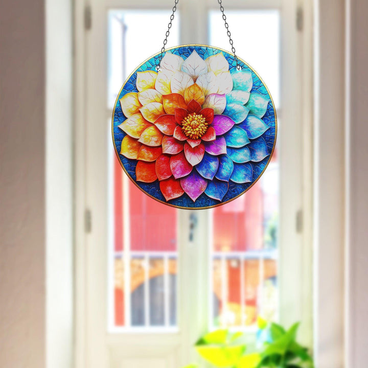 Blau-roter Lotus-Sonnenfänger-Dekor