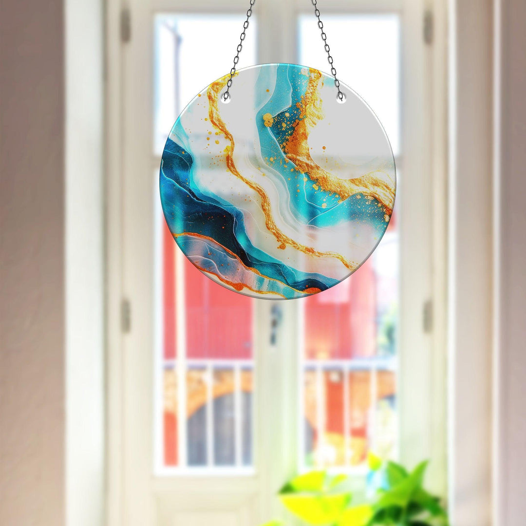 Gold Alcohol ink Fractal Suncatcher Sun Catcher for Window | Myphotostation

