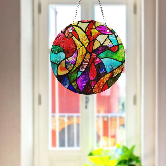 Yellow and Red Stained Suncatcher Perfect Gift | Myphotostation
