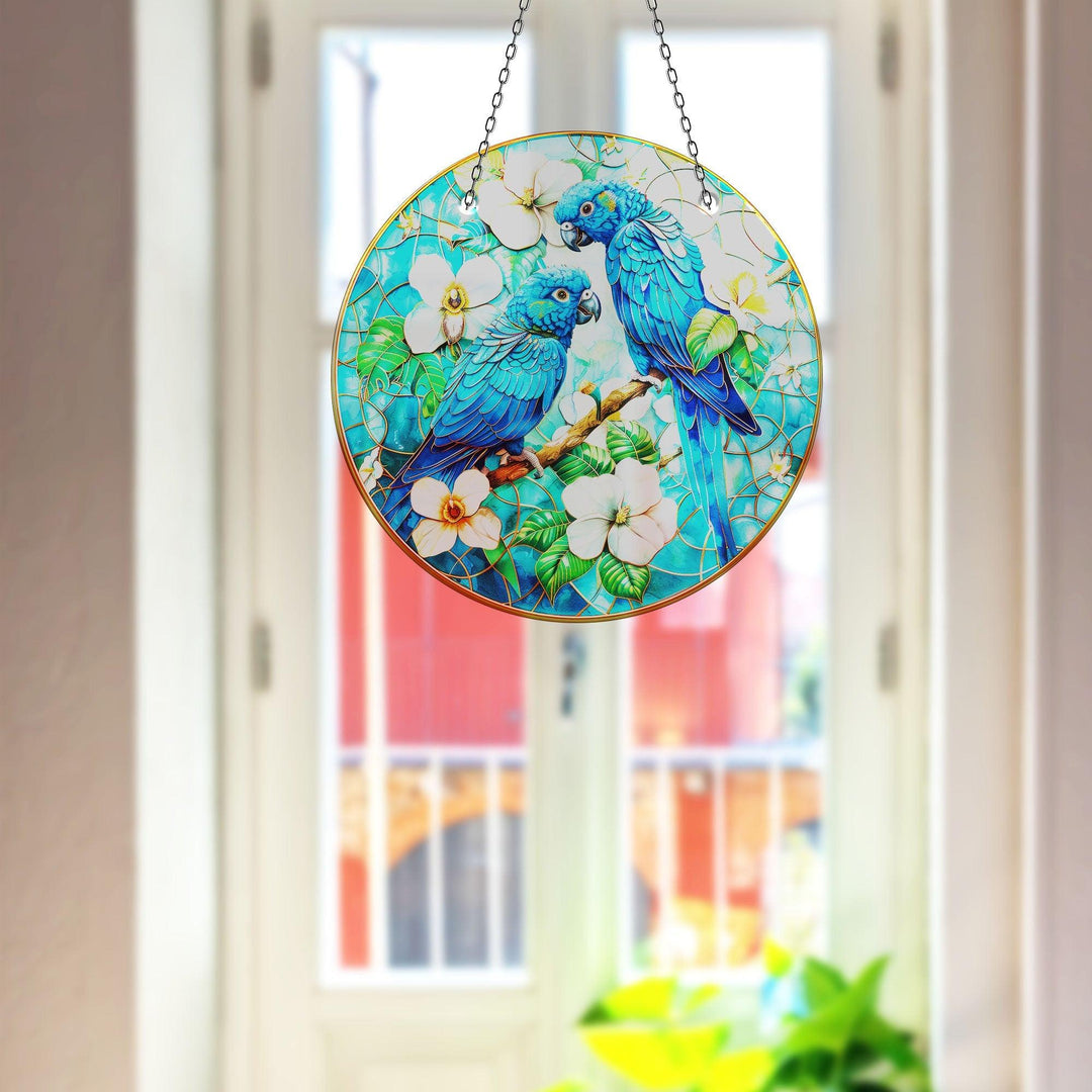 Blue Brids and Flowers Suncatcher Sun Catcher for Window | Myphotostation
