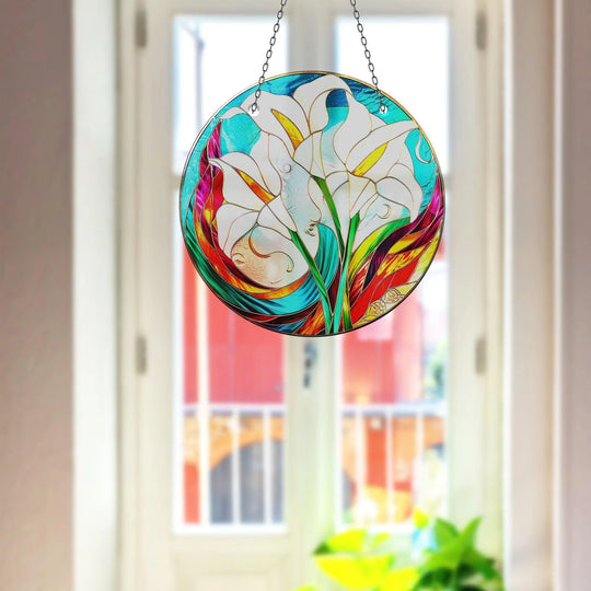 White Lilies Suncatcher Decor Sun Catcher for Window | Myphotostation
