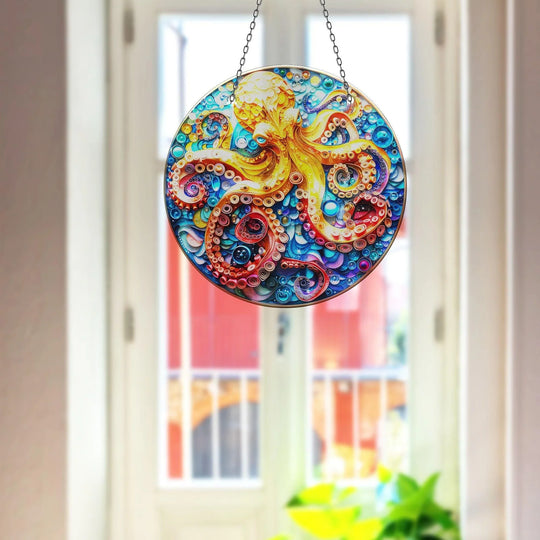 Orange Octopus Suncatcher Colorful Sun | Myphotostation 
