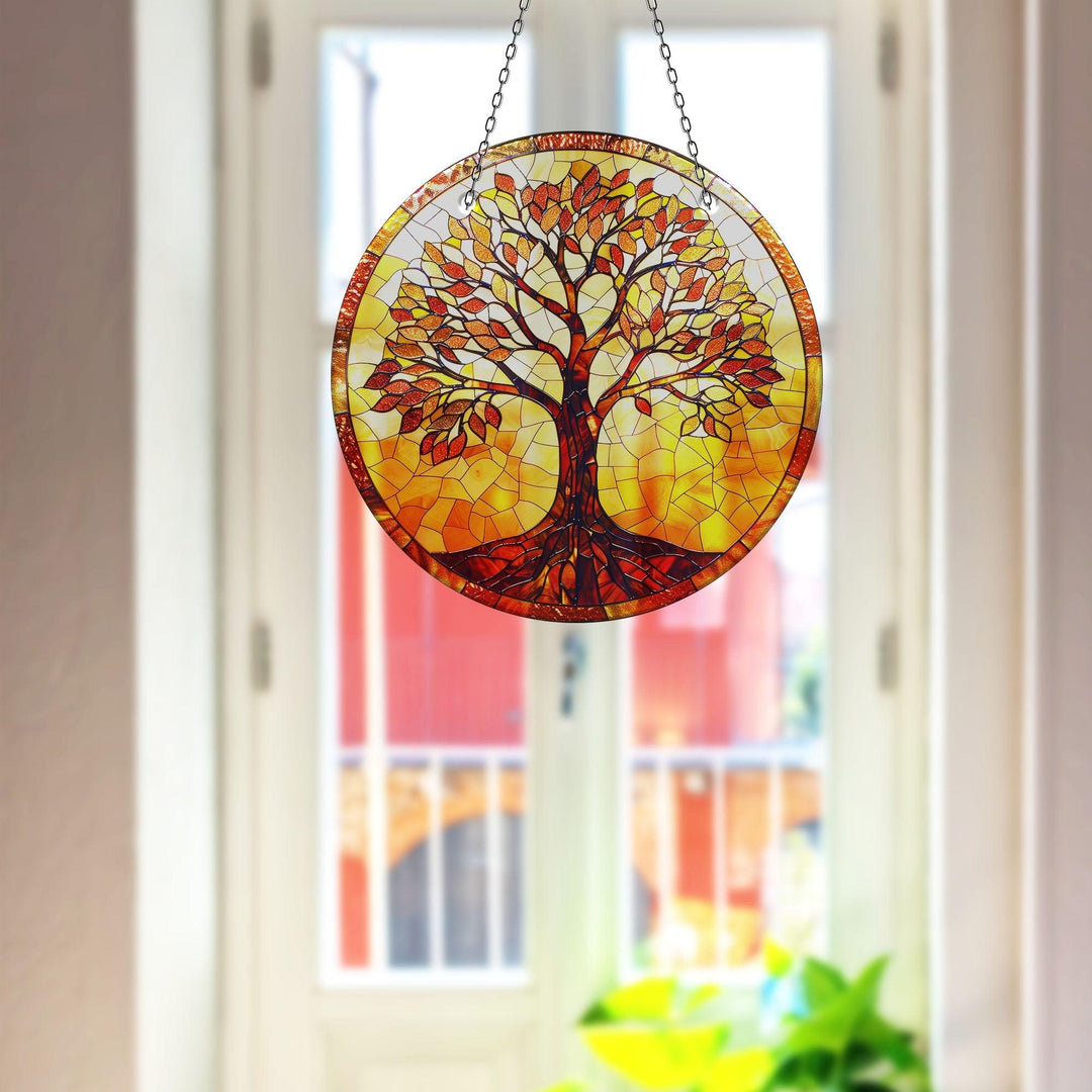 Orange Life of tree Suncatcher Glass Suncatchers | Myphotostation
