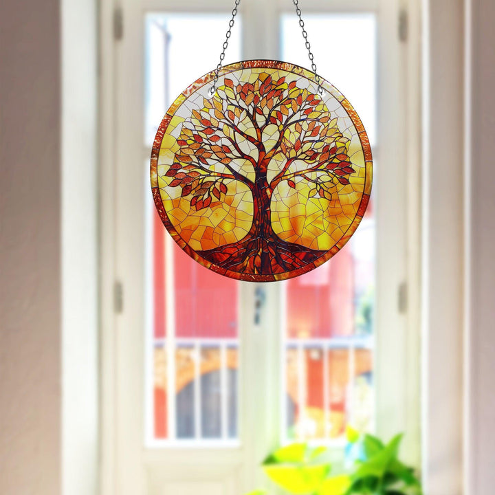 Orange Life of tree Suncatcher Glass Suncatchers | Myphotostation
