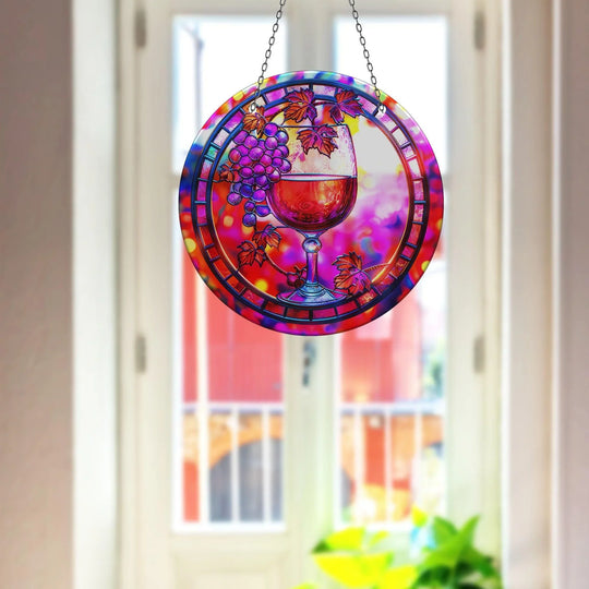 Wıne Suncatcher Decor Durable Tempered Glass | Myphotostation
