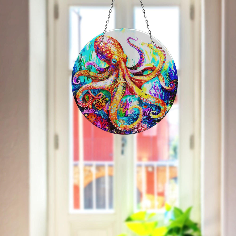 Colored Octopus Suncatcher Durable Tempered Glass | Myphotostation
