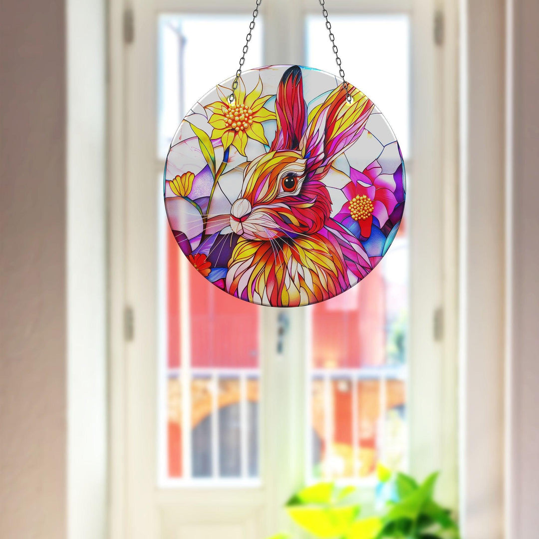 Colorful Rabbit Suncatcher Decor Tempered Glass | Myphotostation
