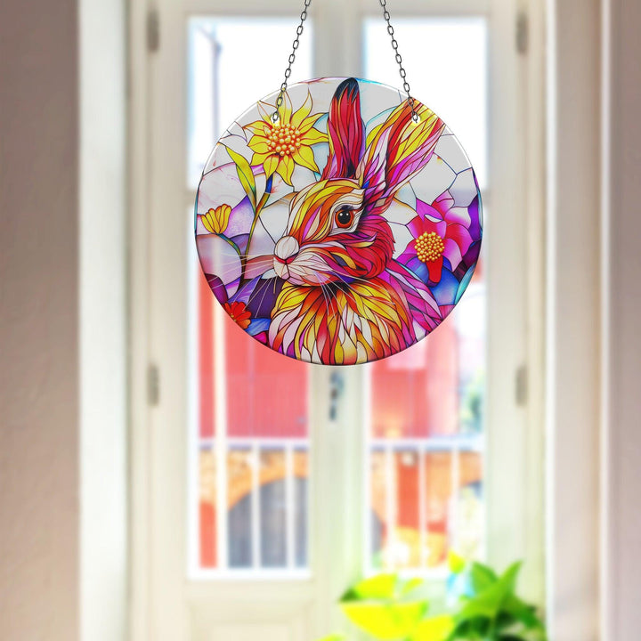 Colorful Rabbit Suncatcher Decor Tempered Glass | Myphotostation
