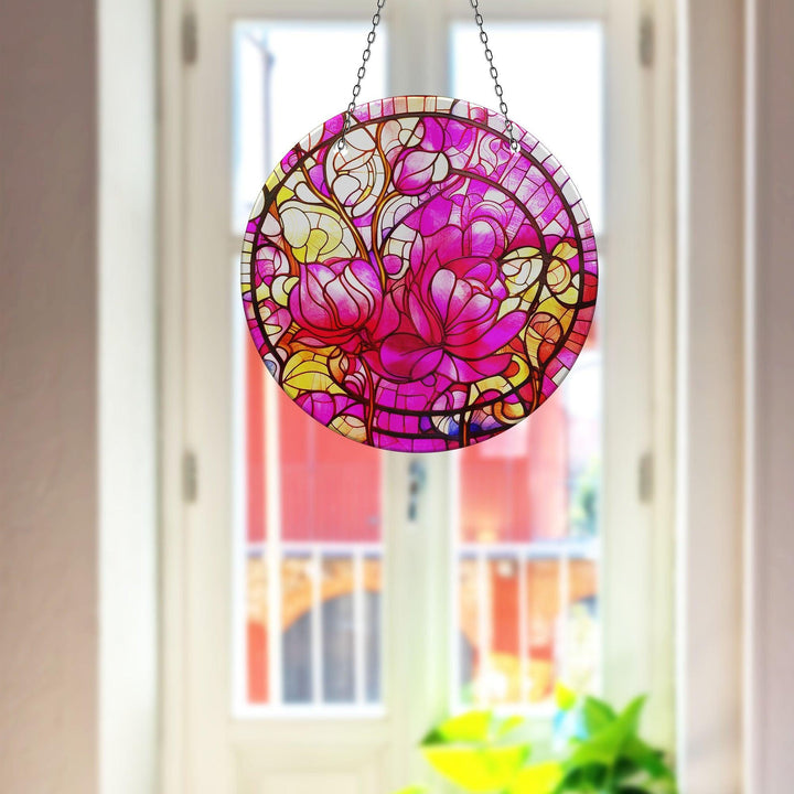 Colorful Floral Stained  Suncatcher Vibrant Stained Glass Suncatchers for Windows | Myphotostation
