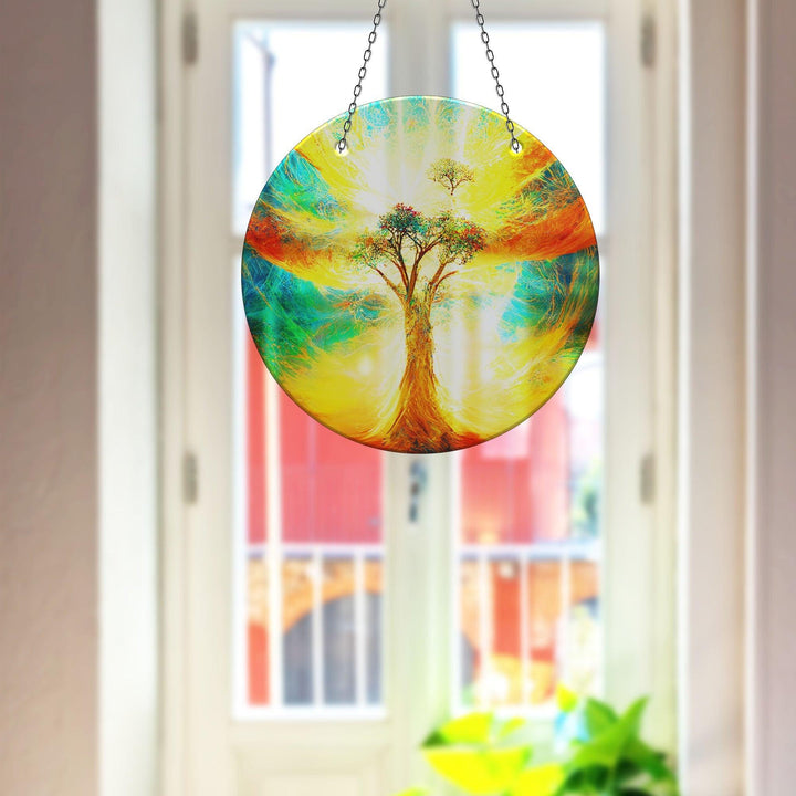 Yellow Life of tree Suncatcher Decor Glass Suncatchers | Myphotostation
