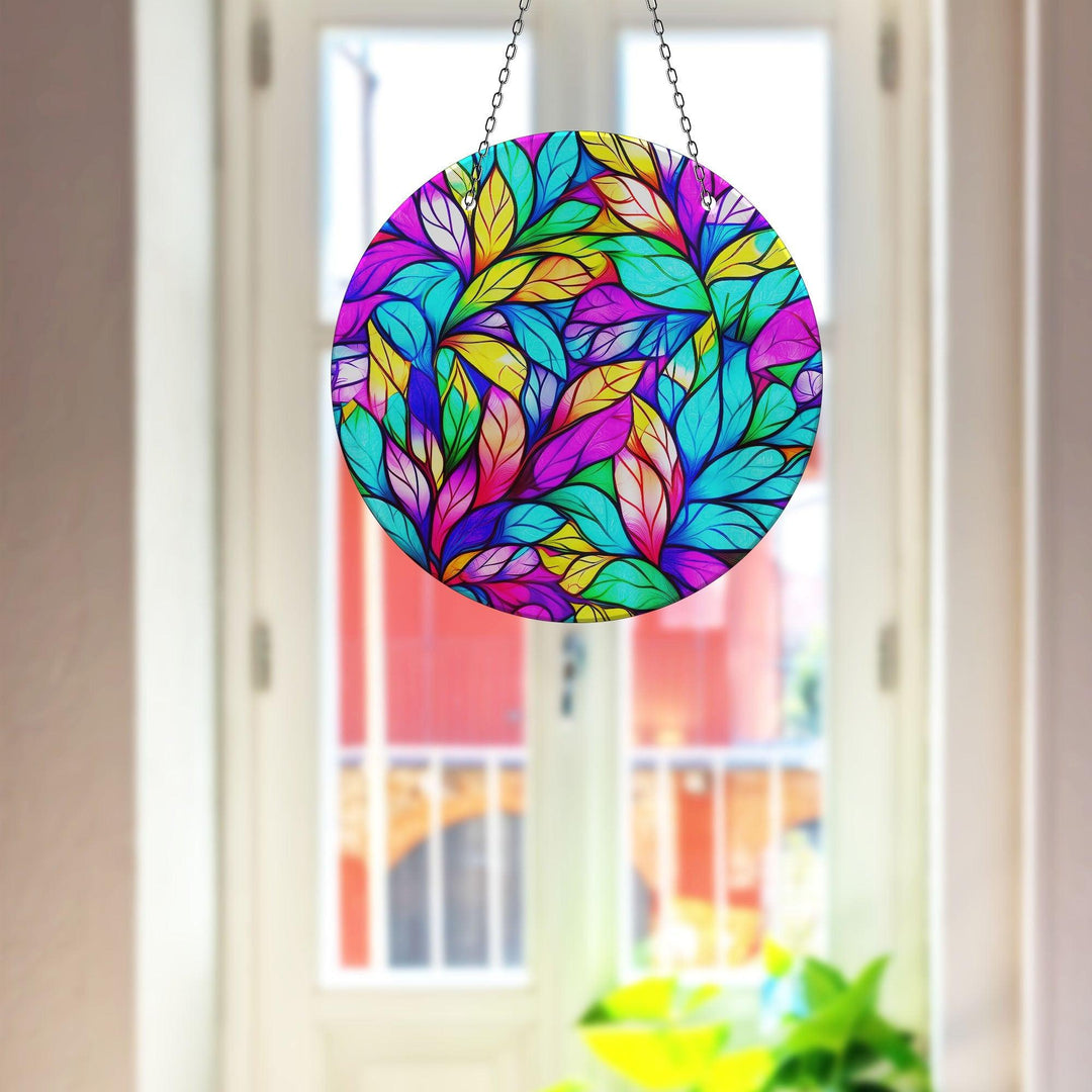 Stained Leaf Suncatcher Decor            Brighten Windows | Myphotostation
