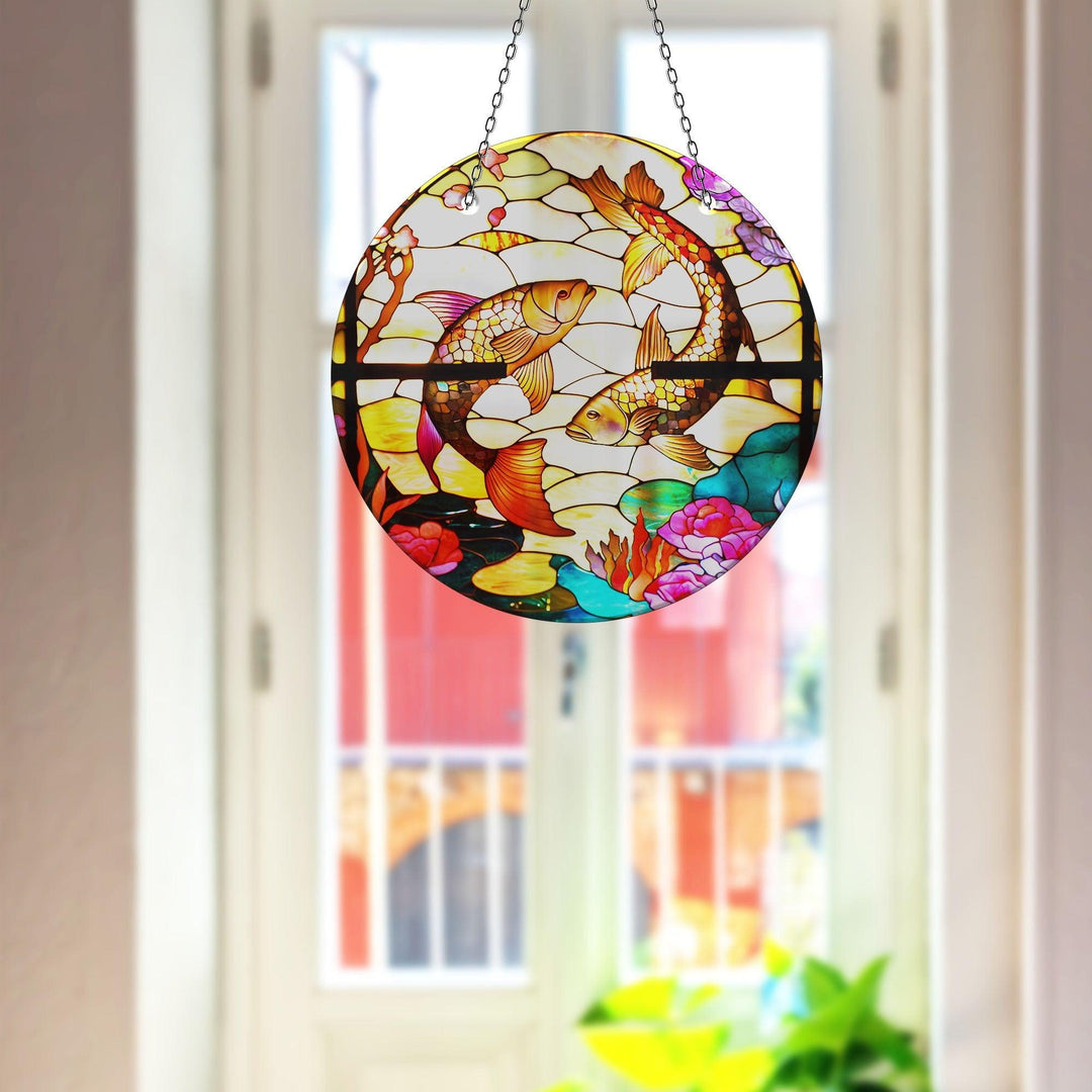 Yin-Yang Fishes Suncatcher Tempered Glass | Myphotostation
