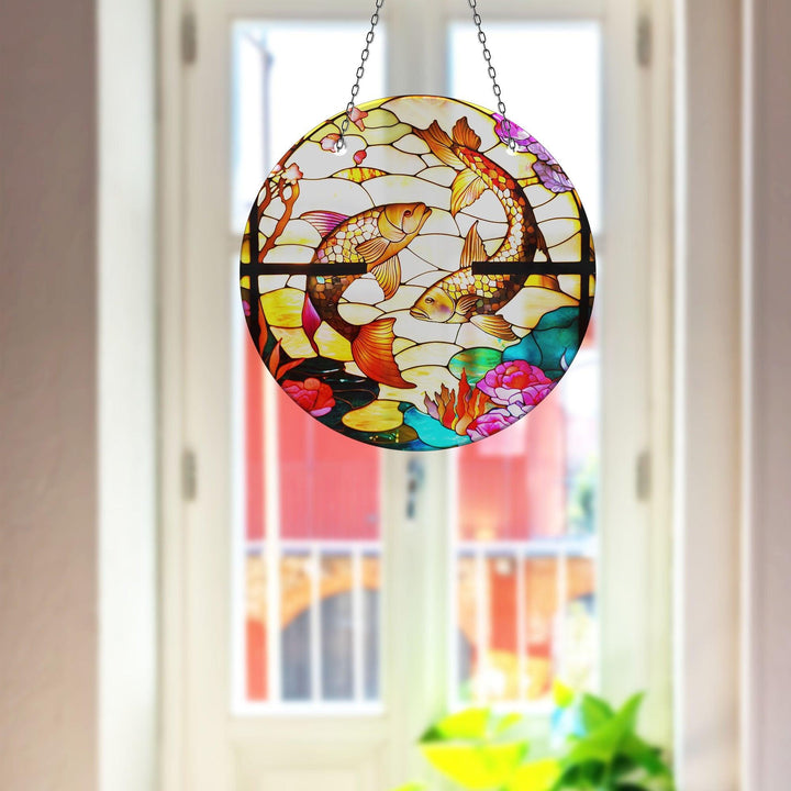 Yin-Yang Fishes Suncatcher Tempered Glass | Myphotostation
