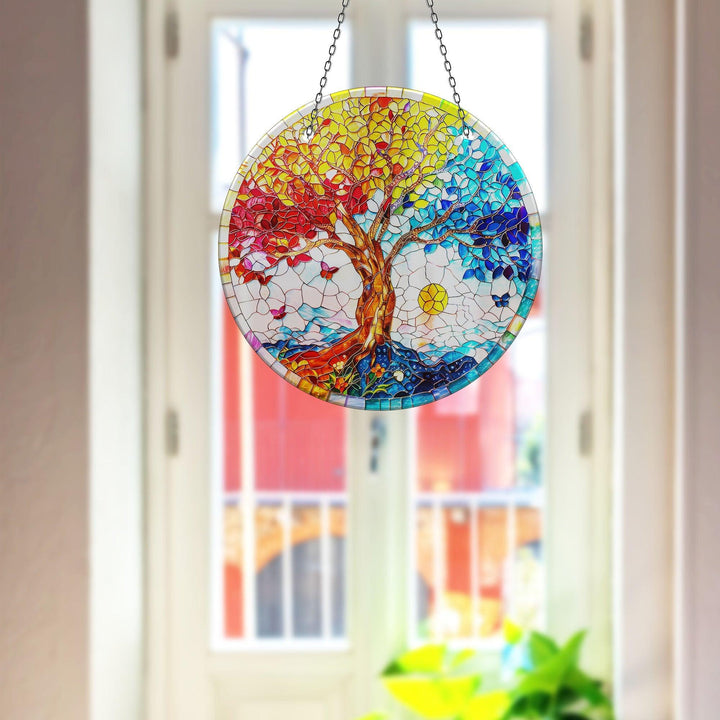 Blue & Red Life of tree Suncatcher Moon Suncatchers | Myphotostation
