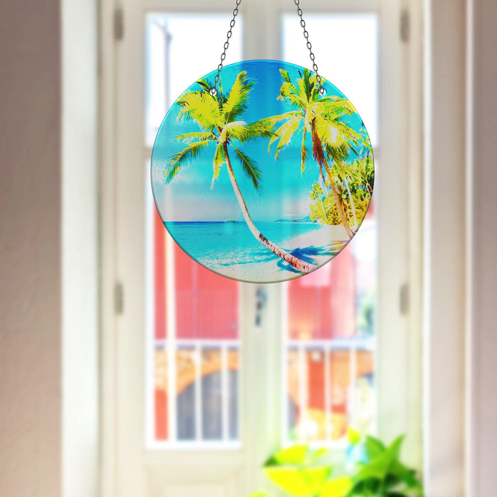 Palm Tree Tropical Suncatcher Elegant Tempered Glass Design for Windows | Myphotostation
