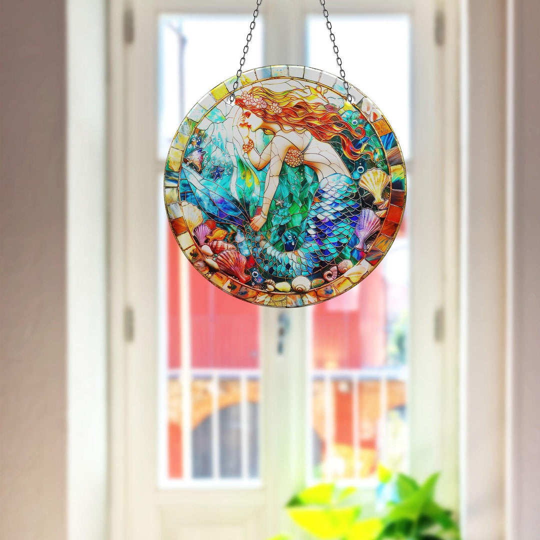 Mermaid Stained Suncatcher Moon Suncatchers | Myphotostation
