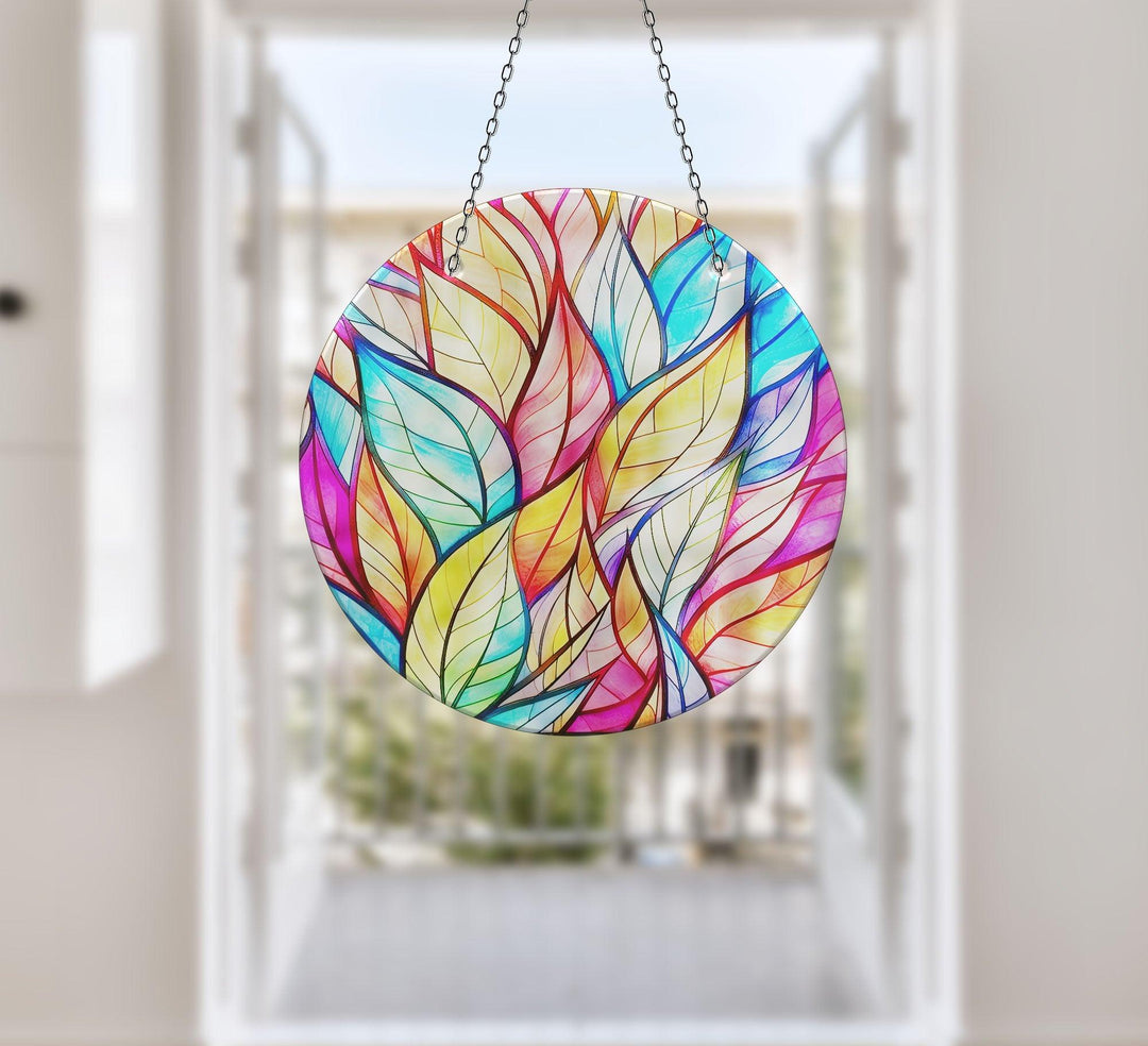 Leafs Colorful Stained  Suncatcher Moon Suncatchers | Myphotostation
