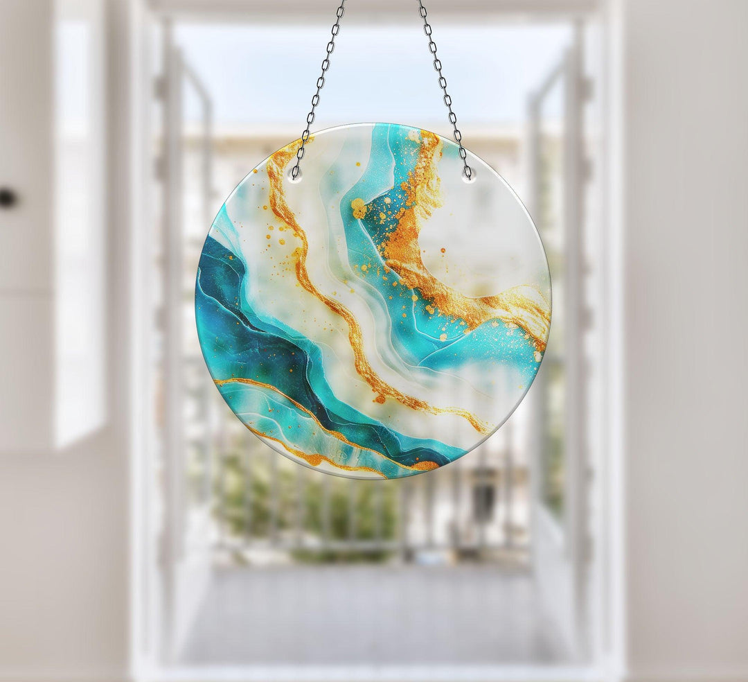 Gold Alcohol ink Fractal Suncatcher Perfect Gift | Myphotostation
