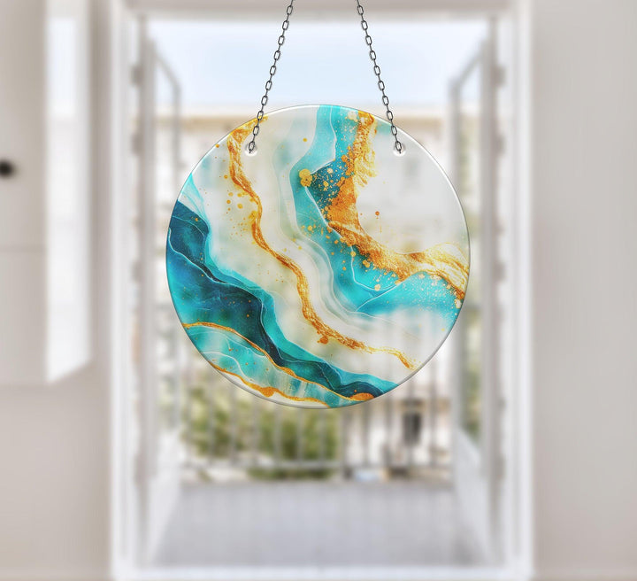 Gold Alcohol ink Fractal Suncatcher Perfect Gift | Myphotostation
