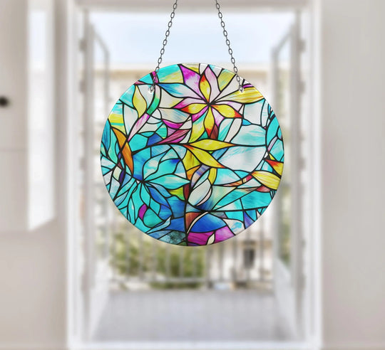 Blue & Yellow Flowers Suncatcher Sun Catcher for Window | Myphotostation
