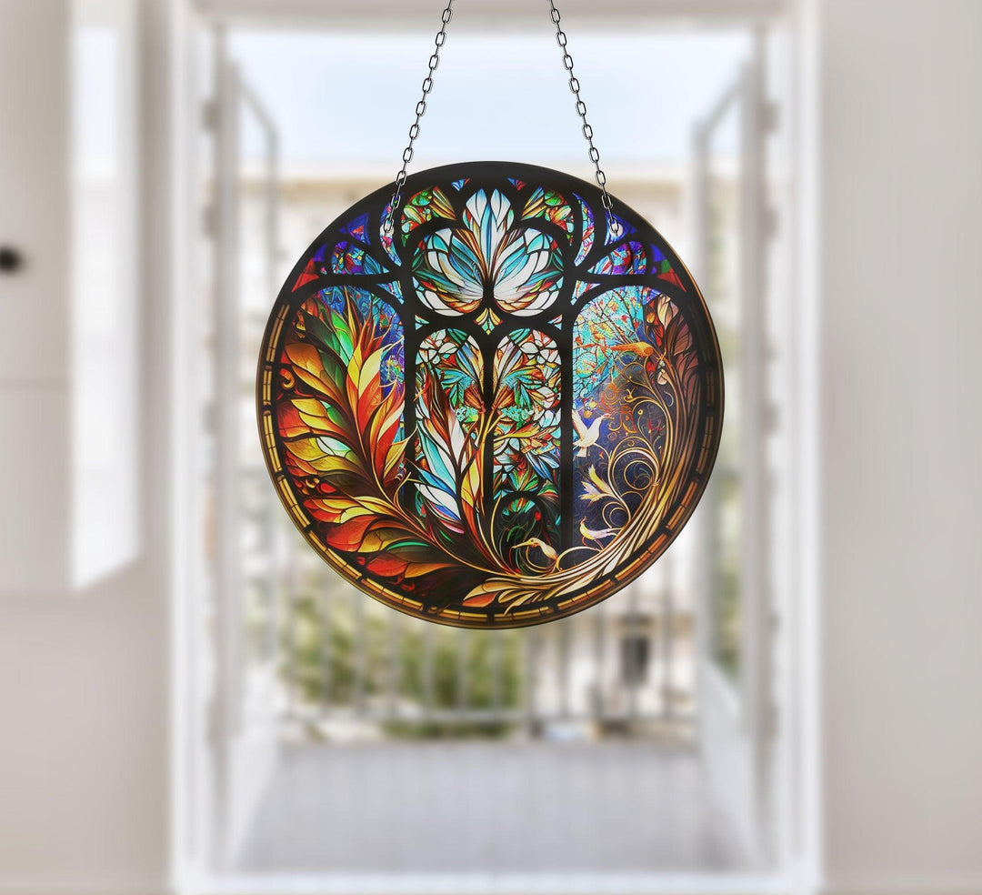 Floral Stained Suncatcher Transform Windows with Suncatchers | Myphotostation
