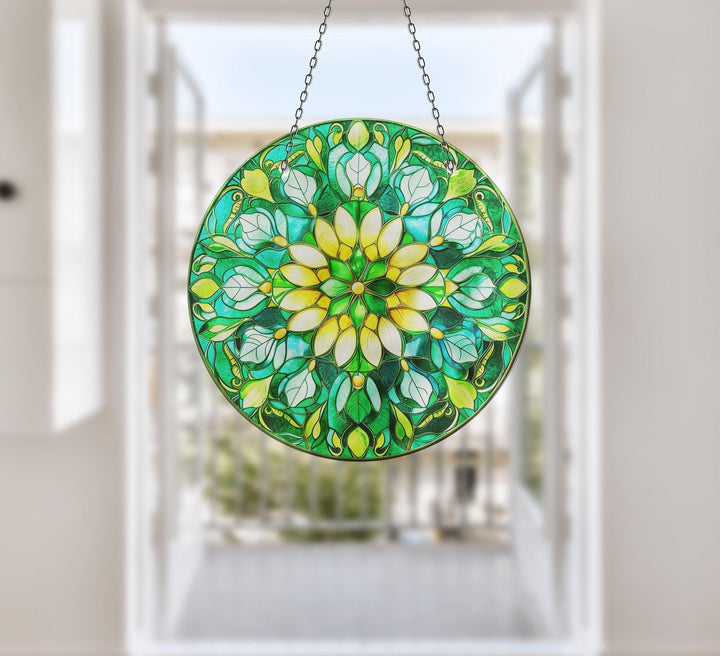 Colorful Mandala Stained  Suncatcher Vibrant Stained Glass Suncatchers for Windows | Myphotostation
