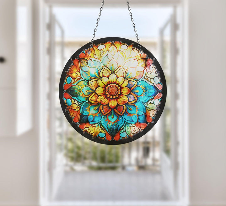Orange Stained Flower Suncatcher Brighten Any Space with Glass Suncatchers | Myphotostation
