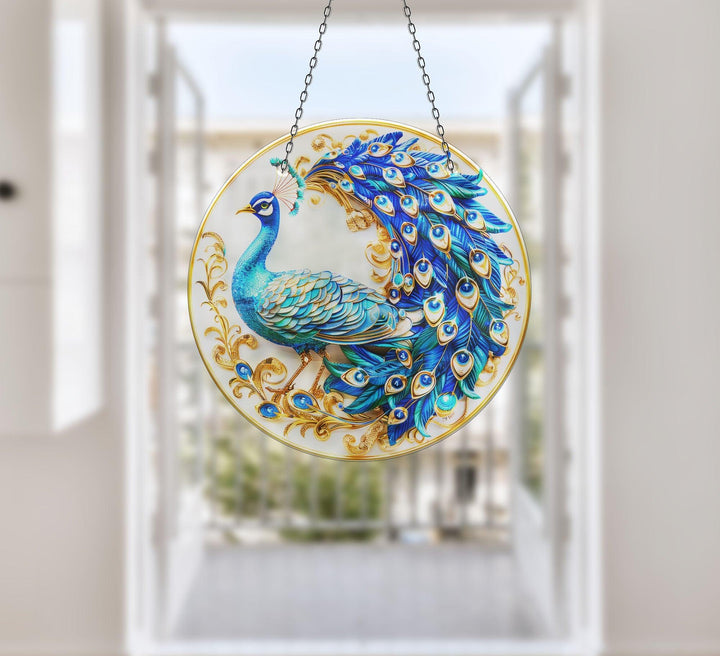Blauer Pfau Sonnenfänger Dekor