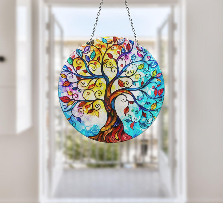 Colored Life of tree Suncatcher Brighten Any Space with Glass Suncatchers | Myphotostation
